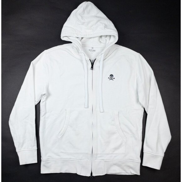 G/Fore Skull Logo Hoodie Men's Medium Full Zip White Golf Activewear Sweatshirt - Picture 2 of 14